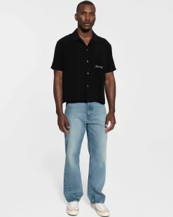 Cherry Shirting-Bowling Broncos Bowling Shirt (Black)