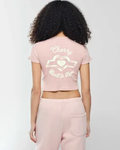 Cherry Women'S-Built To Love Thermal Baby Tee (Rose)