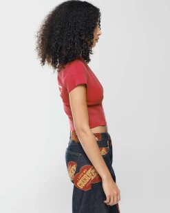 Cherry Women'S-Built To Love Thermal Baby Tee (Red)