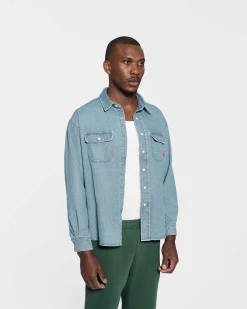 Cherry Shirting-Denim Overshirt (Indigo)