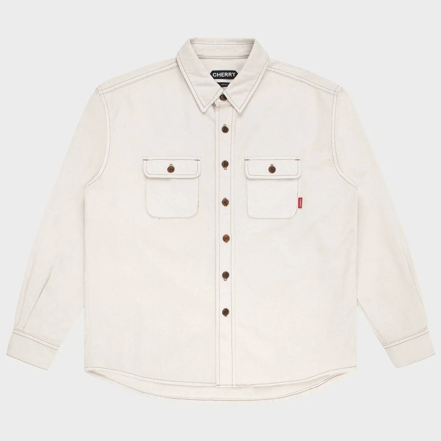 Cherry Shirting-Denim Overshirt (Vintage White)