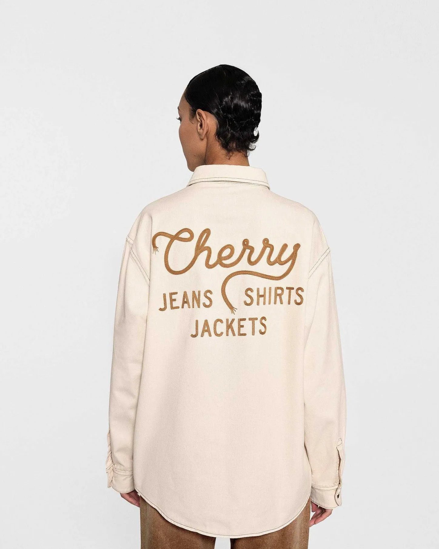 Cherry Shirting-Denim Overshirt (Vintage White)