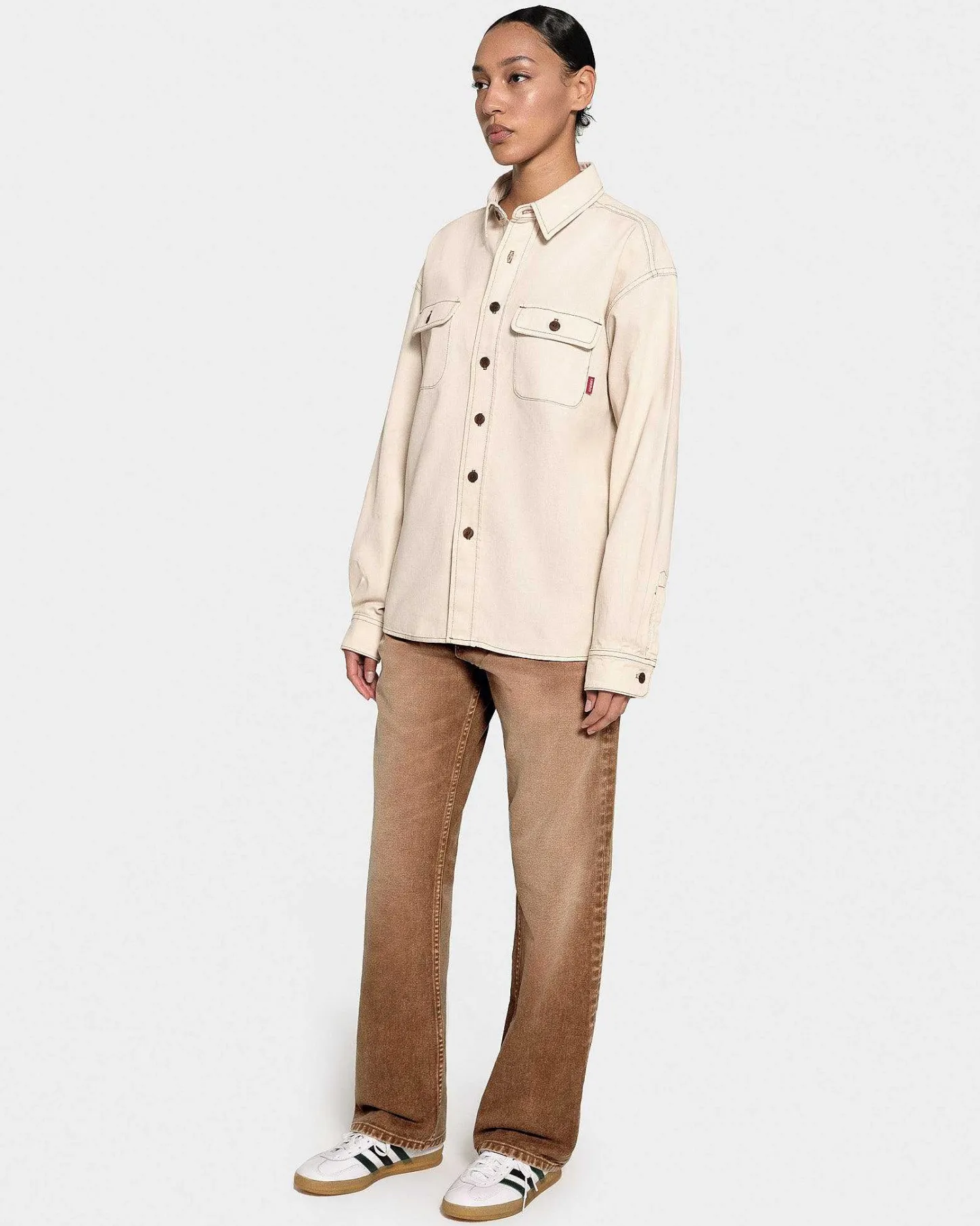 Cherry Shirting-Denim Overshirt (Vintage White)