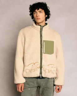 Cherry Jackets-Embroidered Sherpa Jacket (Natural)