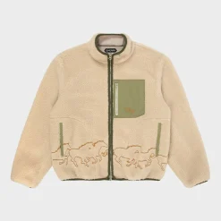 Cherry Jackets-Embroidered Sherpa Jacket (Natural)