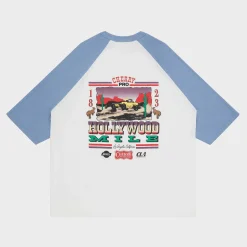 Cherry Tees & Long Sleeves-Hollywood Mile Baseball Tee (Dusty Blue)
