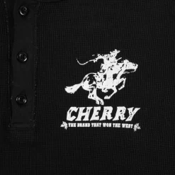 Cherry Tees & Long Sleeves-Men'S Henley Thermal L/S T-Shirt (Black)