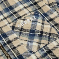 Cherry Jackets-Plaid Zip Shirt Jacket (Beige)