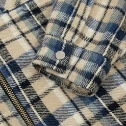 Cherry Jackets-Plaid Zip Shirt Jacket (Beige)