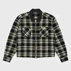 Cherry Jackets-Plaid Zip Shirt Jacket (Black)