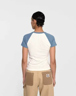 Cherry Women'S-Raglan Baby Tee (Dusty Blue)