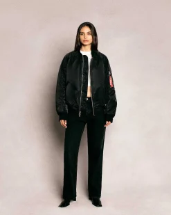 Cherry Jackets-Satin Bomber Jacket (Black)