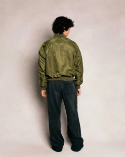 Cherry Jackets-Satin Bomber Jacket (Olive)