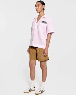 Cherry Shirting-Seersucker Trophy Mechanic Shirt (Pink)