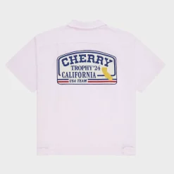 Cherry Shirting-Seersucker Trophy Mechanic Shirt (Pink)