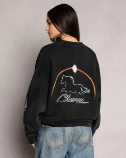 Cherry Sweatshirts-Stardust Henley Crewneck (Vintage Black)