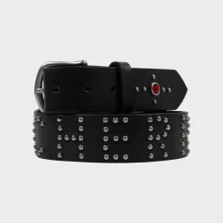 Cherry Accessories-Studded Leather Belt (Black)