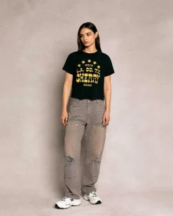 Cherry Women'S-Tri State Boxy Baby Tee (Vintage Black)