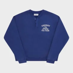 Cherry Sweatshirts-Trophy Henley Crewneck (Royal)