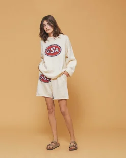 Cherry Shorts-Usa Knit Shorts (Cream)