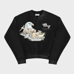 Cherry Sweatshirts-Wilderness Henley Crewneck (Black)