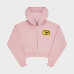 Cherry Women'S-Women'S Cropped Zip-Up Hoodie (Pink)