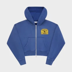 Cherry Sweatshirts-Women'S Cropped Zip-Up Hoodie (Navy)